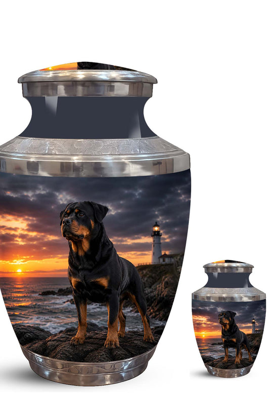 Personalized Rottweiler Dog Memorial Urn – Black Aluminum Urns For Pets