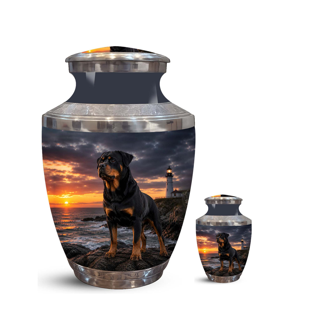 Personalized Rottweiler Dog Memorial Urn – Black Aluminum Urns For Pets