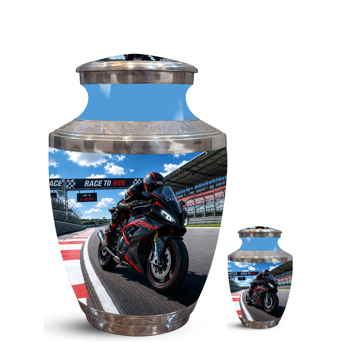 Sports Bike On Race Track Urn - Premium Urns For Motor Bike Lover's Ashes