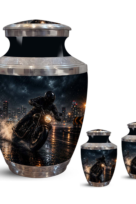 Personalized Biker Cremation Urn – Motorcycle Rider Memorial Tribute