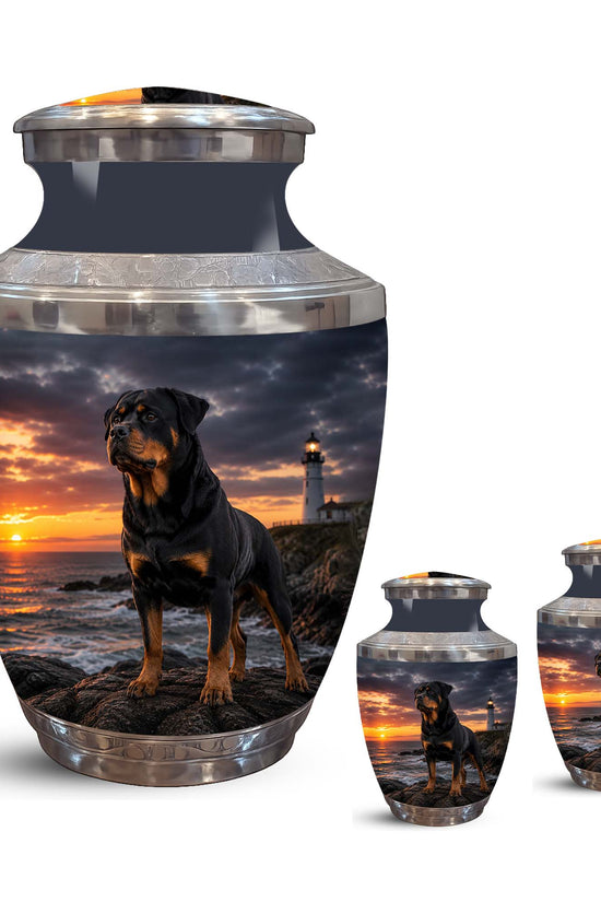 Personalized Rottweiler Dog Memorial Urn – Black Aluminum Urns For Pets