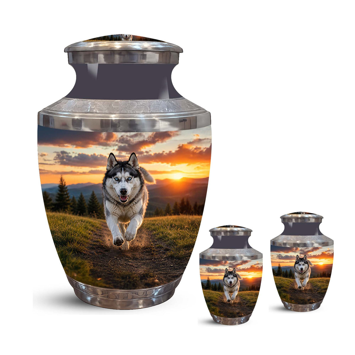 Siberian Husky Memorial Urn – Custom Aluminum Pet Cremation Ashes Urns