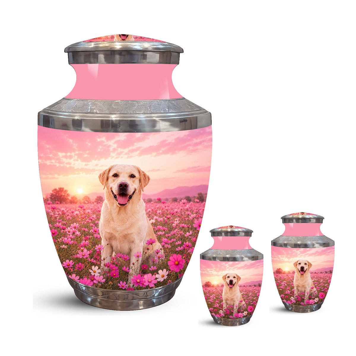 Personalized Golden Retriever Memorial Urn – Pink Keepsake Urns For Ashes