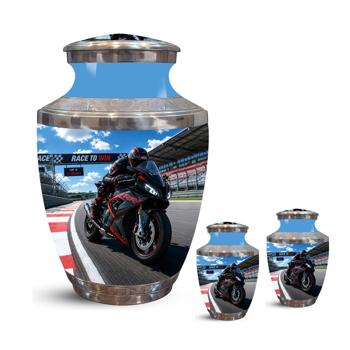 Sports Bike On Race Track Urn - Premium Urns For Motor Bike Lover's Ashes