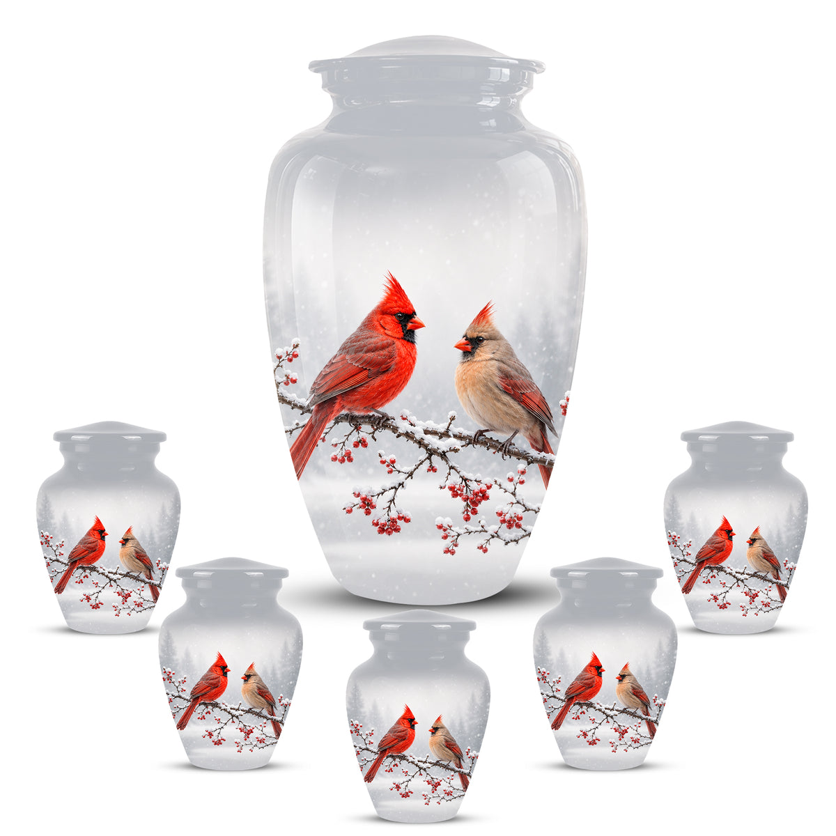Cardinal Bird Themed Memorial Urn - Custom Funeral Urns For Lovers Ashes