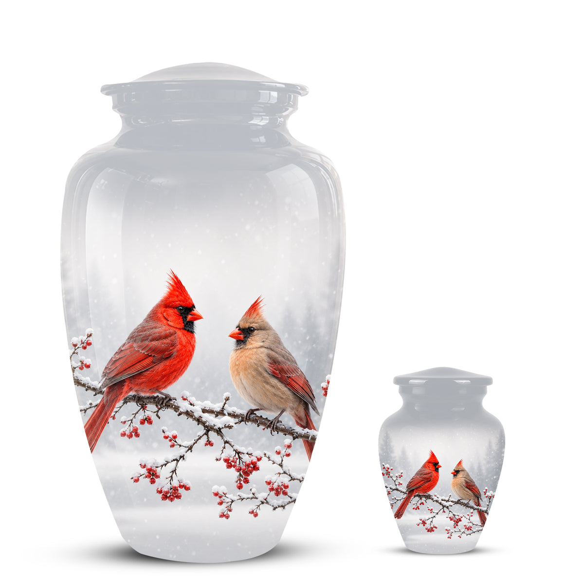 Cardinal Bird Themed Memorial Urn - Custom Funeral Urns For Lovers Ashes
