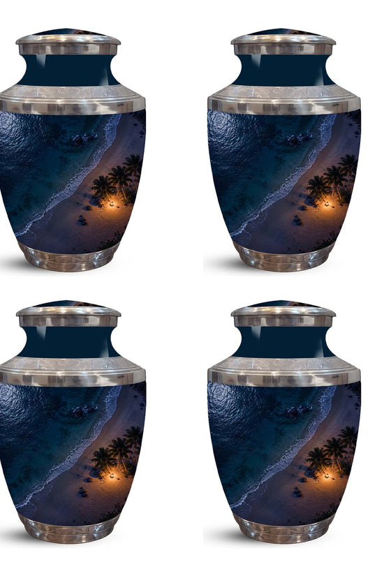 Night Beach & Ocean Memorial Urn – Peaceful Aluminum Cremation Urn