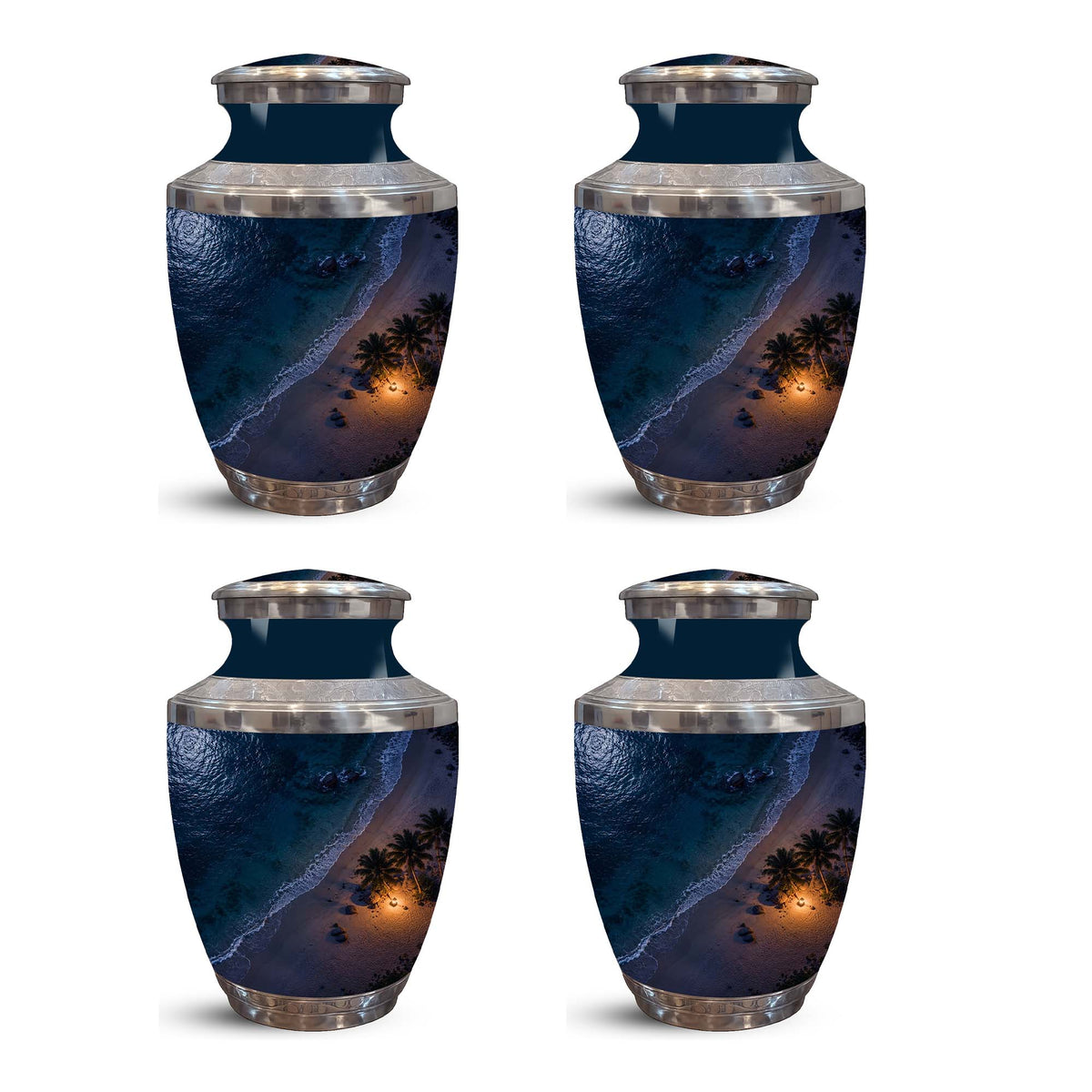 Night Beach & Ocean Memorial Urn – Peaceful Aluminum Cremation Urn