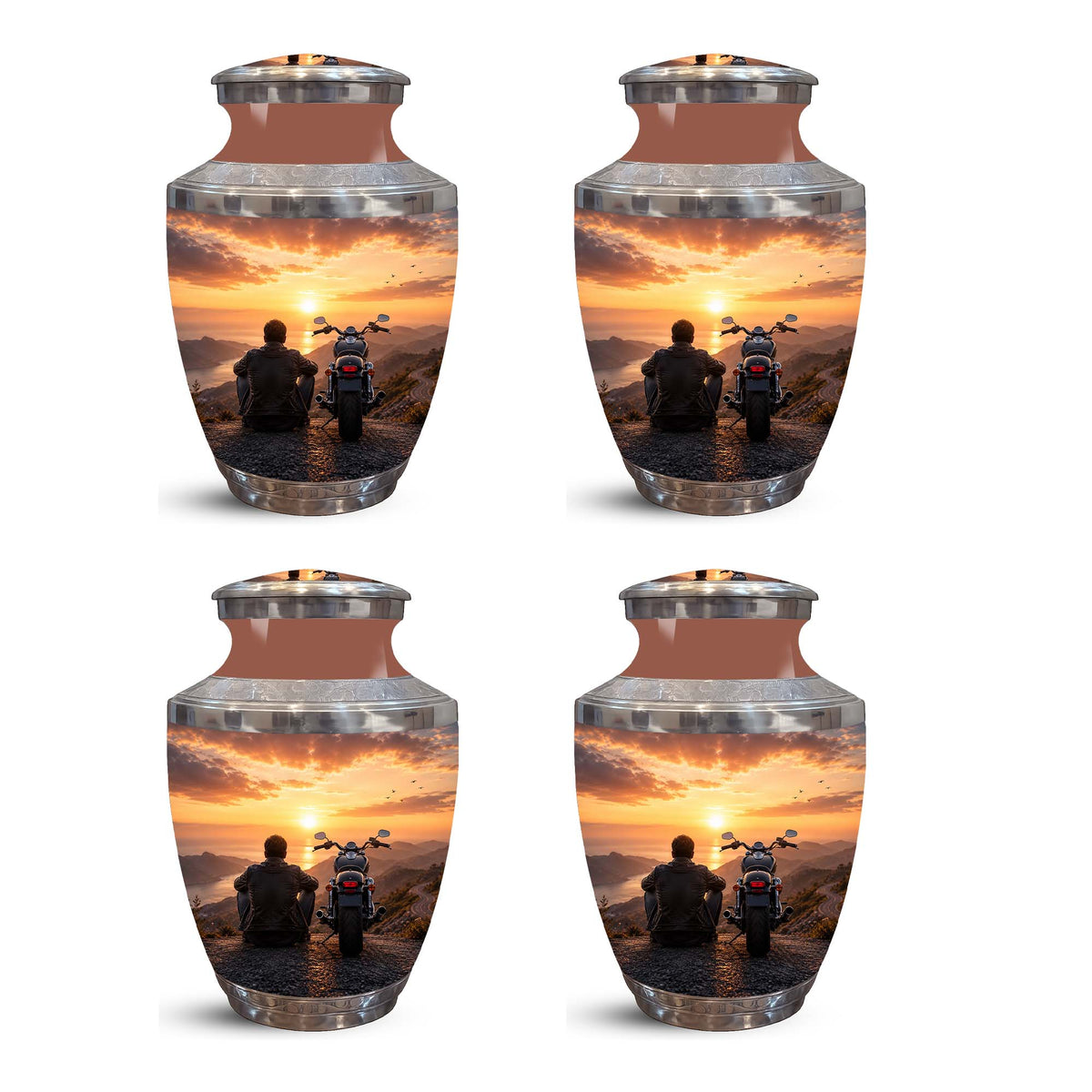 Peaceful Sunset Motorcycle Cremation Urn – Memorial Tribute to Biker Ashes