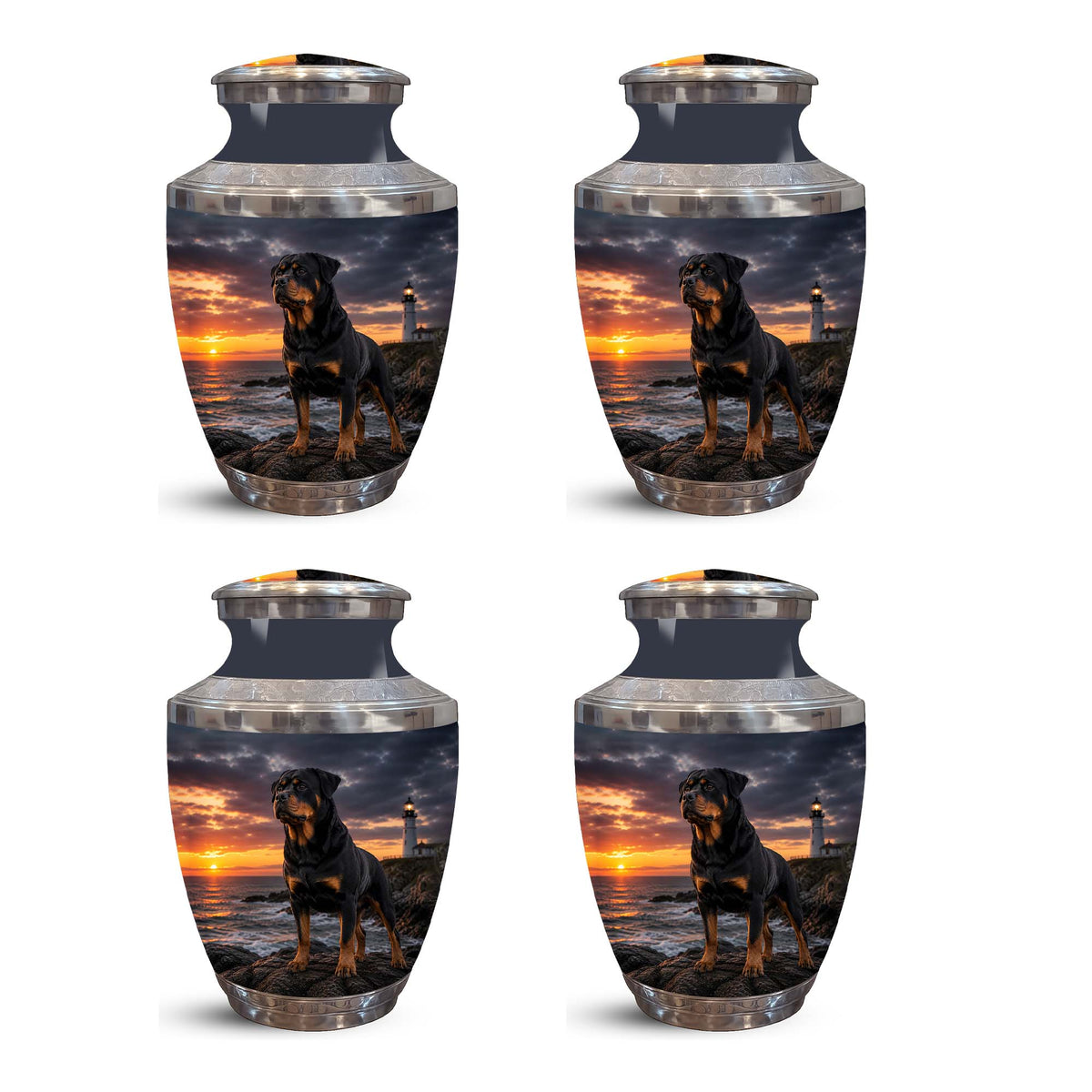 Personalized Rottweiler Dog Memorial Urn – Black Aluminum Urns For Pets