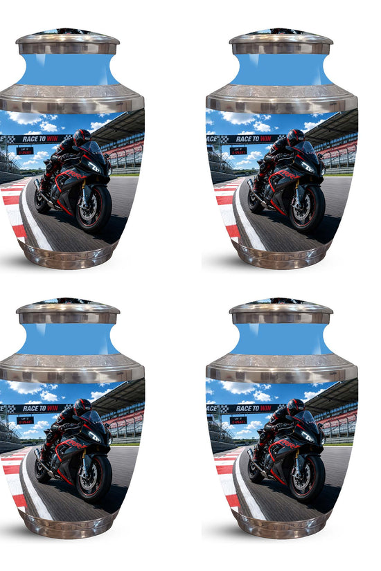 Sports Bike On Race Track Urn - Premium Urns For Motor Bike Lover's Ashes
