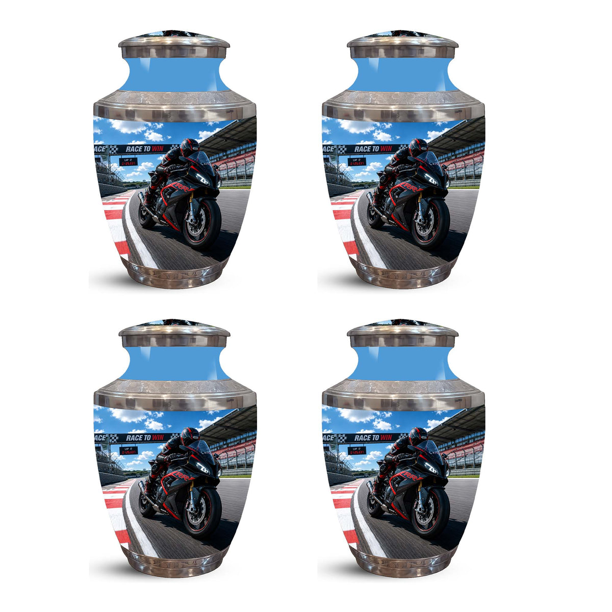 Sports Bike On Race Track Urn - Premium Urns For Motor Bike Lover's Ashes