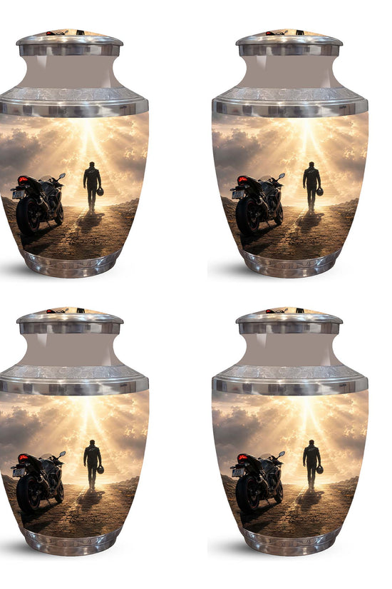 Heavenly Stairs Motor Bike Rider Urn - Custom Memorial Tribute Urns For Ashes
