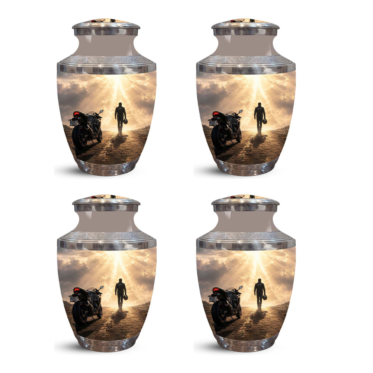 Heavenly Stairs Motor Bike Rider Urn - Custom Memorial Tribute Urns For Ashes