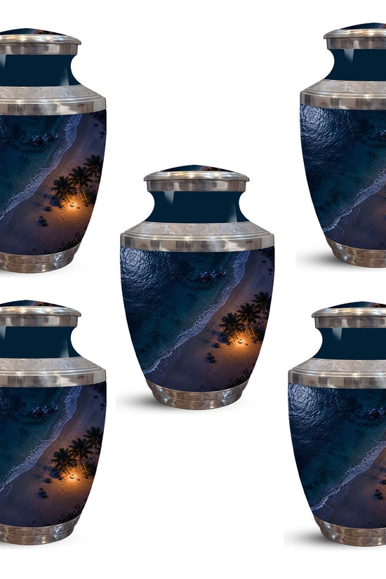 Night Beach & Ocean Memorial Urn – Peaceful Aluminum Cremation Urn