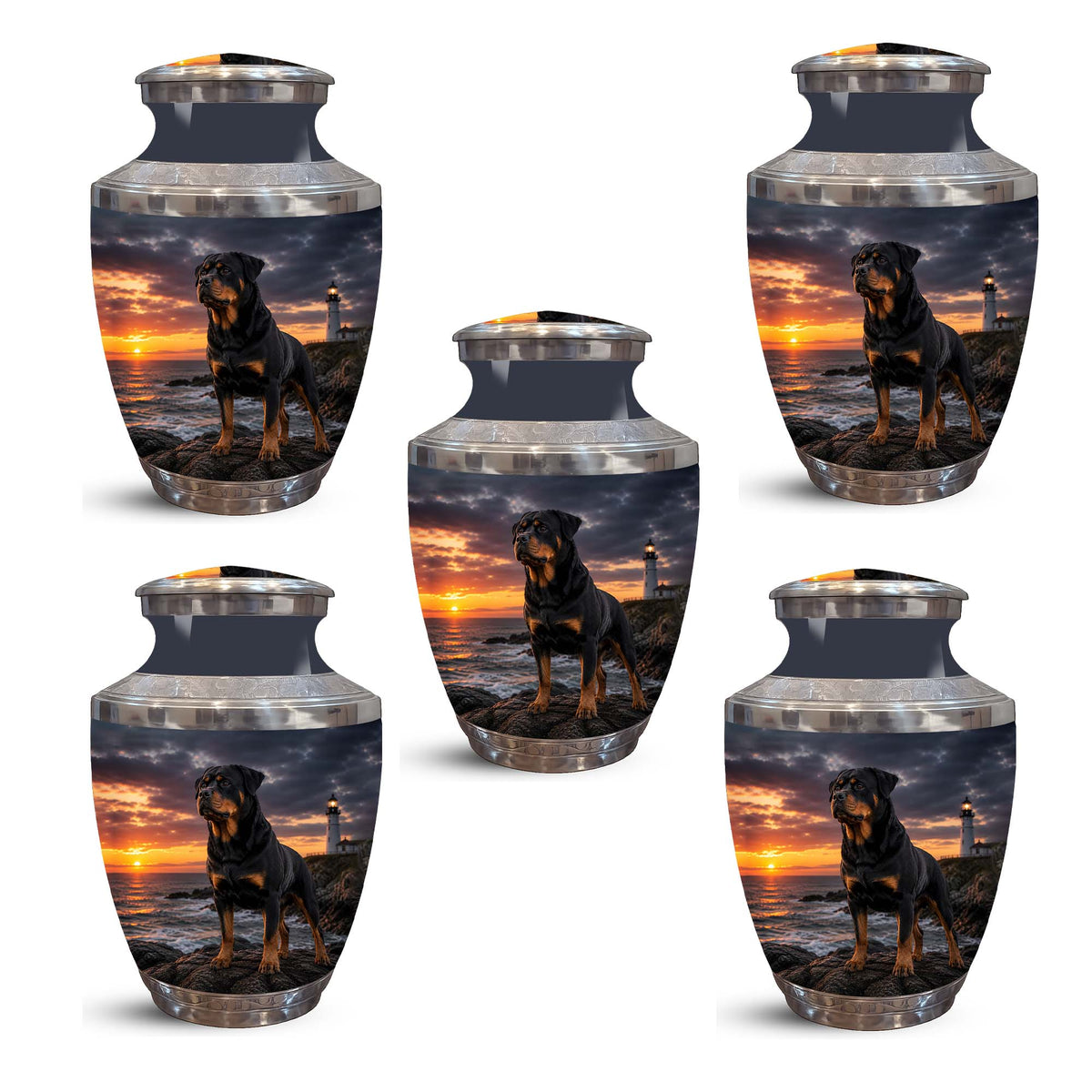 Personalized Rottweiler Dog Memorial Urn – Black Aluminum Urns For Pets