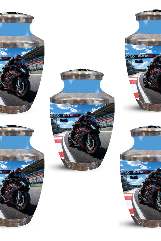 Sports Bike On Race Track Urn - Premium Urns For Motor Bike Lover's Ashes