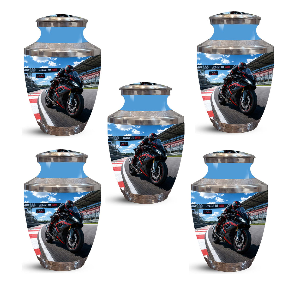 Sports Bike On Race Track Urn - Premium Urns For Motor Bike Lover's Ashes