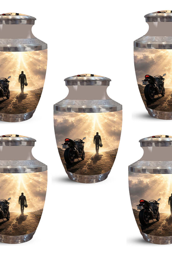 Heavenly Stairs Motor Bike Rider Urn - Custom Memorial Tribute Urns For Ashes