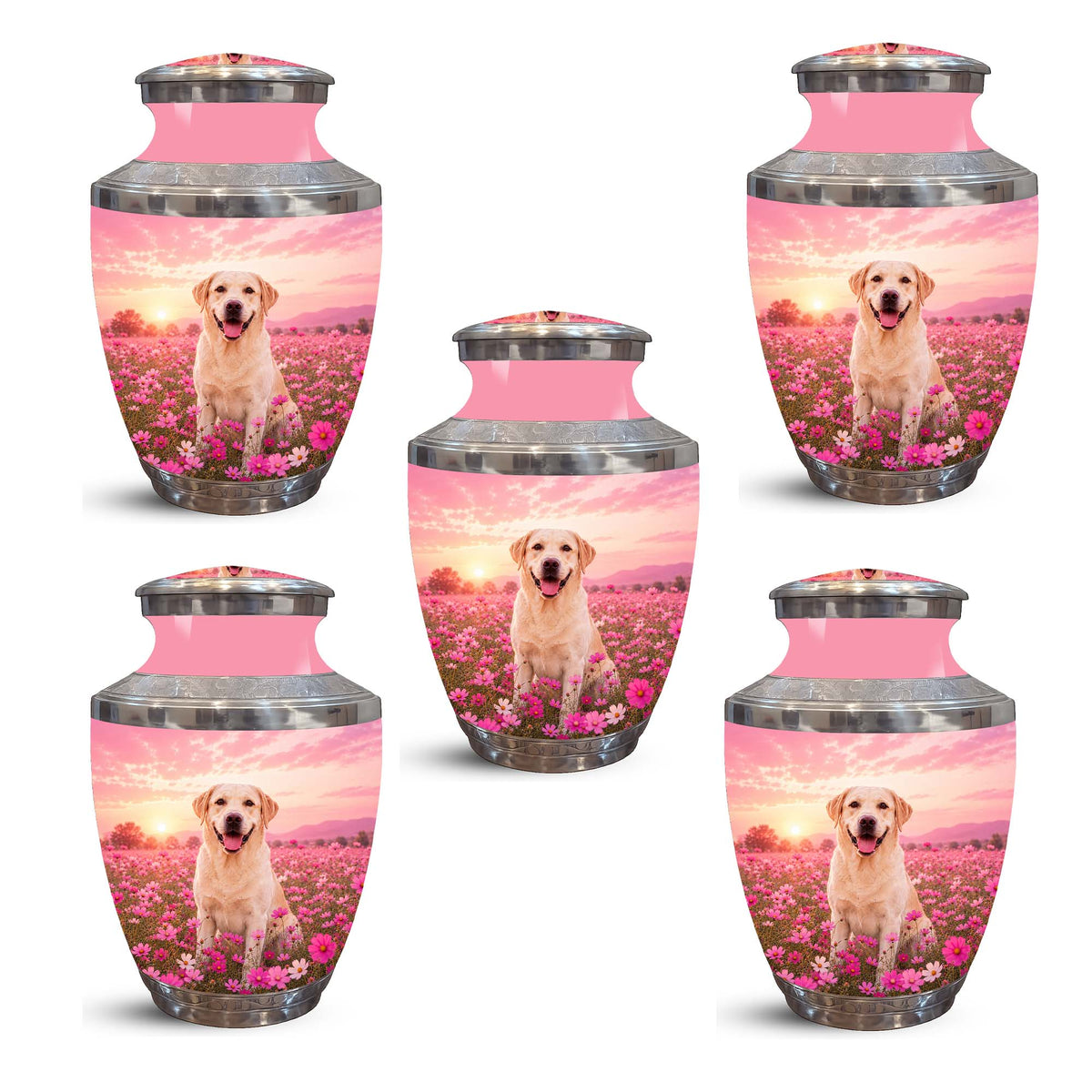 Personalized Golden Retriever Memorial Urn – Pink Keepsake Urns For Ashes
