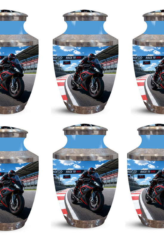 Sports Bike On Race Track Urn - Premium Urns For Motor Bike Lover's Ashes