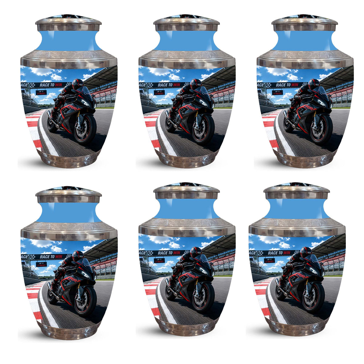 Sports Bike On Race Track Urn - Premium Urns For Motor Bike Lover's Ashes