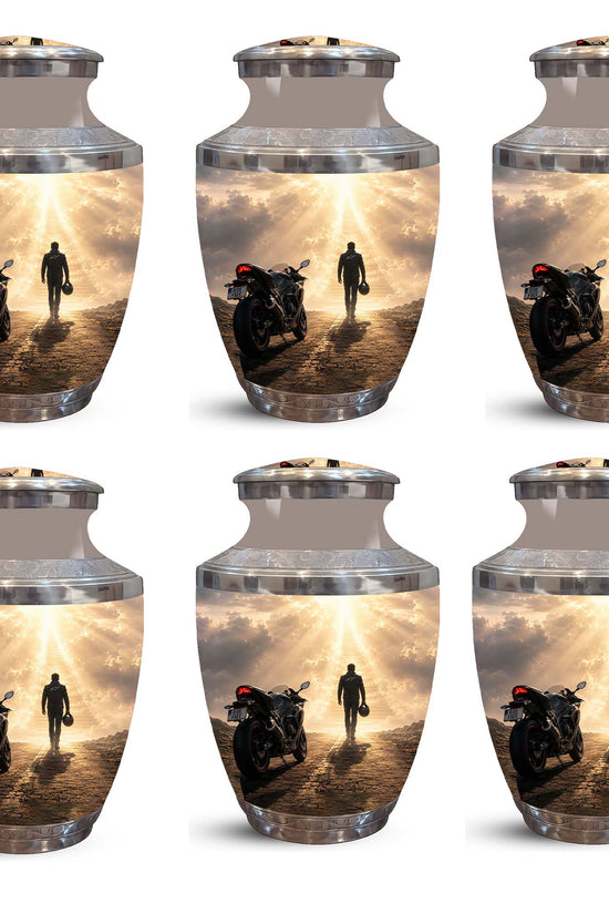 Heavenly Stairs Motor Bike Rider Urn - Custom Memorial Tribute Urns For Ashes
