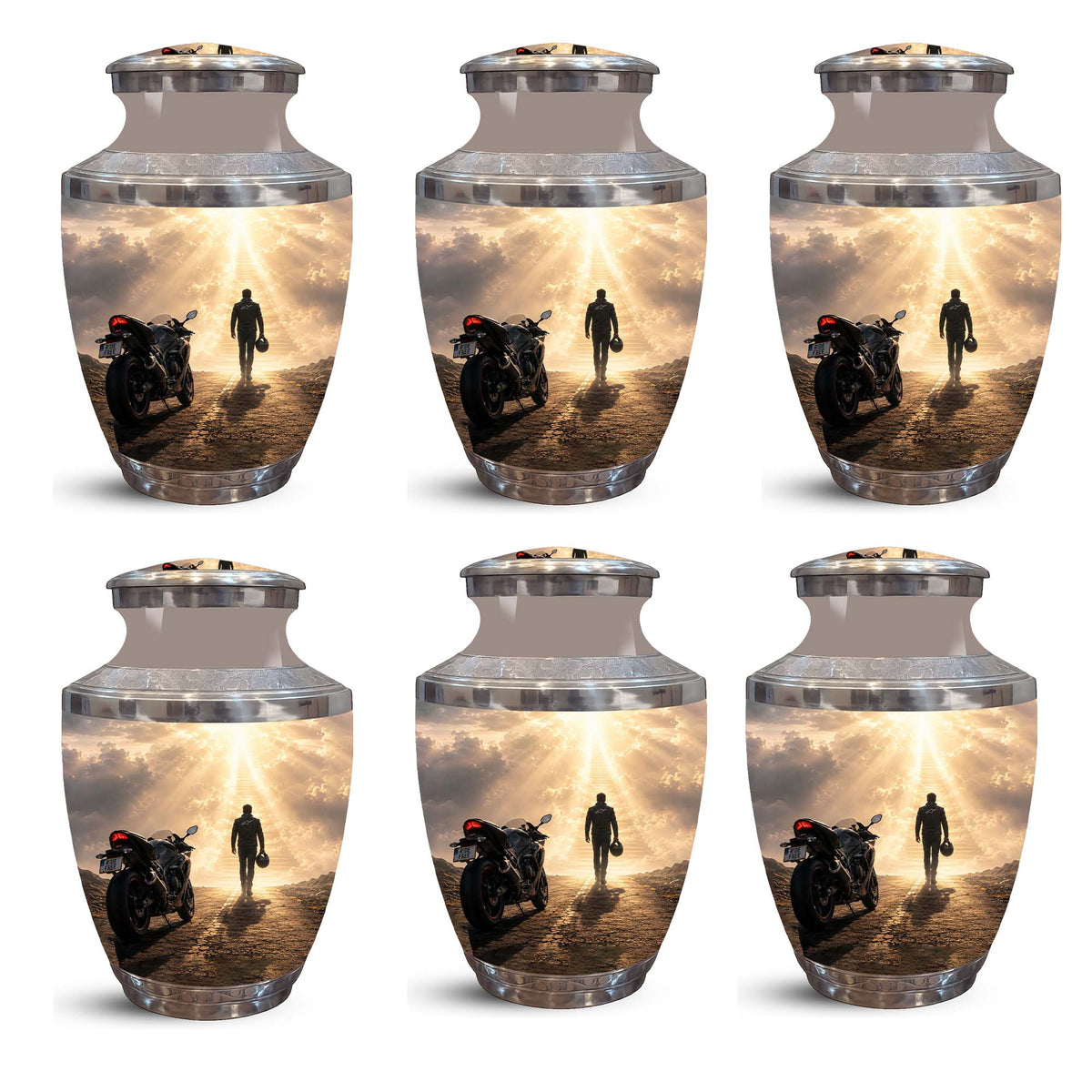 Heavenly Stairs Motor Bike Rider Urn - Custom Memorial Tribute Urns For Ashes