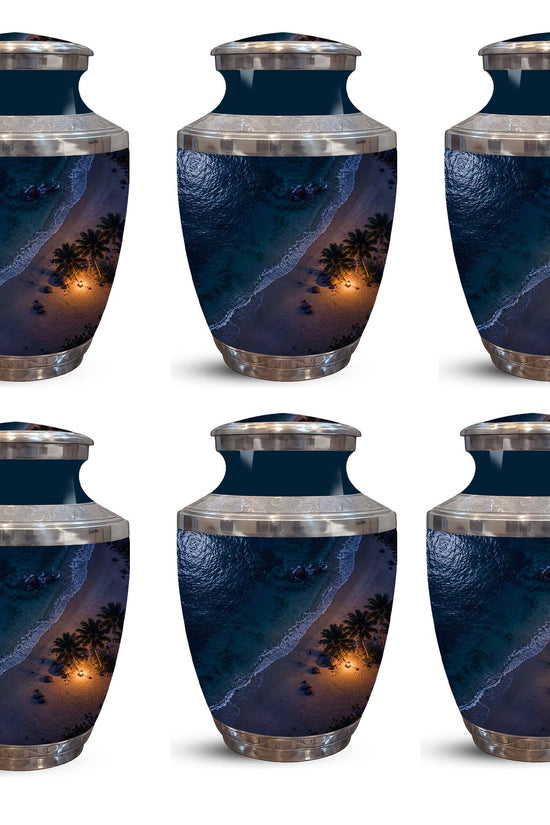 Night Beach & Ocean Memorial Urn – Peaceful Aluminum Cremation Urn