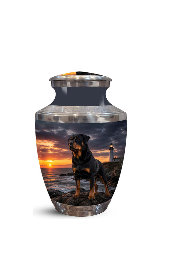 Personalized Rottweiler Dog Memorial Urn – Black Aluminum Urns For Pets
