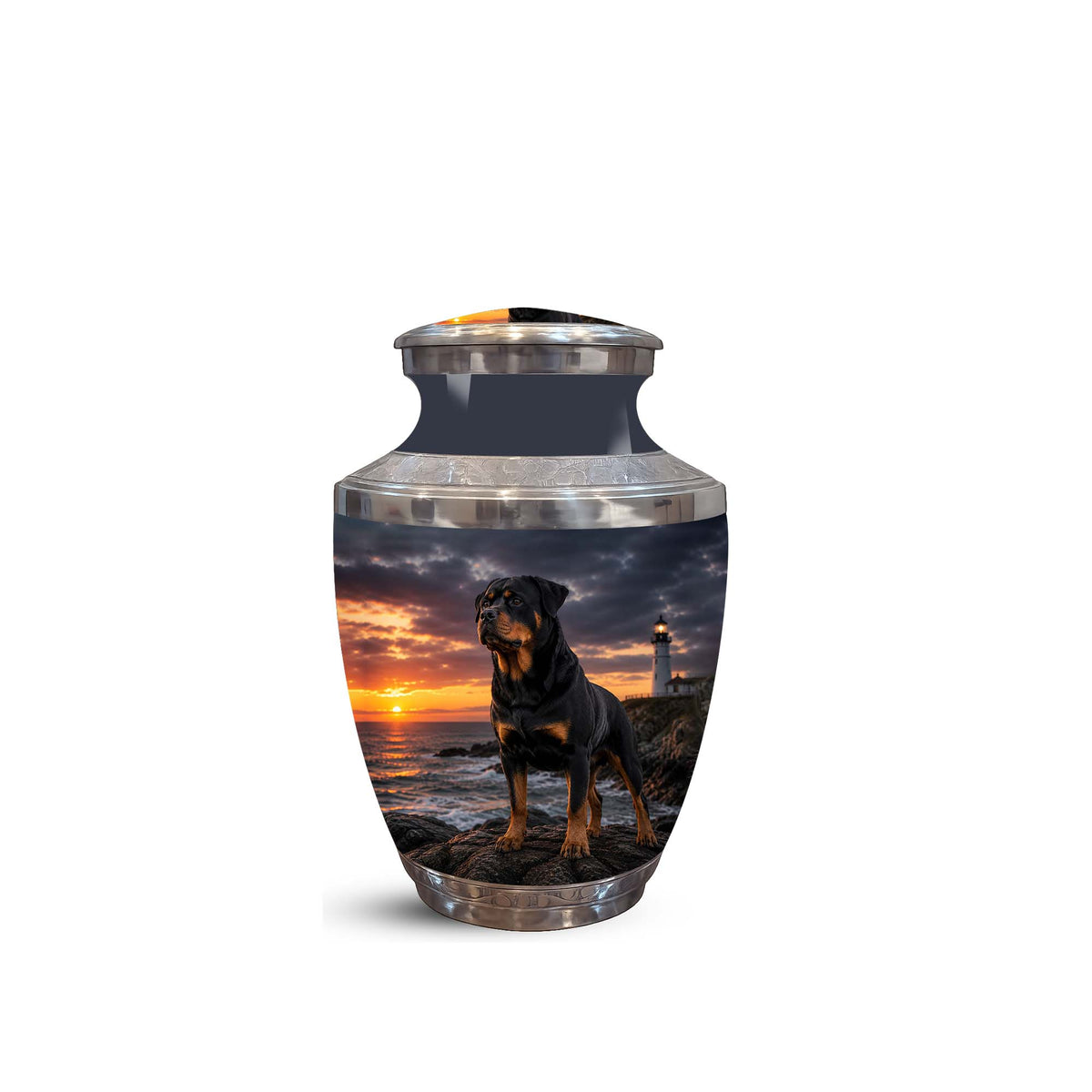 Personalized Rottweiler Dog Memorial Urn – Black Aluminum Urns For Pets
