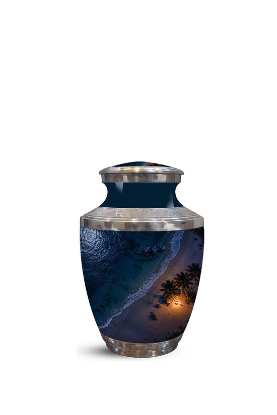 Night Beach & Ocean Memorial Urn – Peaceful Aluminum Cremation Urn