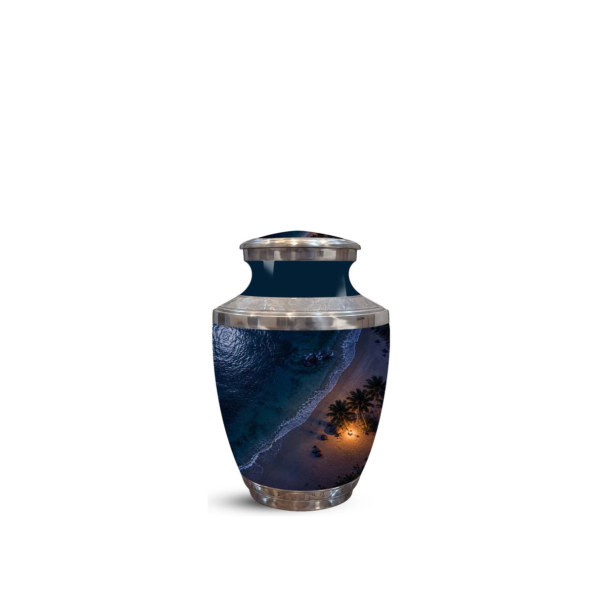 Night Beach & Ocean Memorial Urn – Peaceful Aluminum Cremation Urn