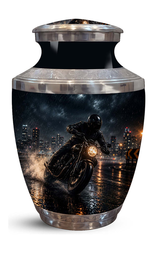 Personalized Biker Cremation Urn – Motorcycle Rider Memorial Tribute