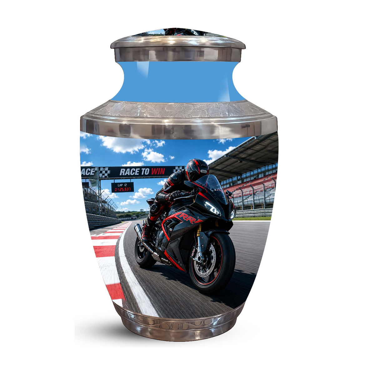 Sports Bike On Race Track Urn - Premium Urns For Motor Bike Lover's Ashes