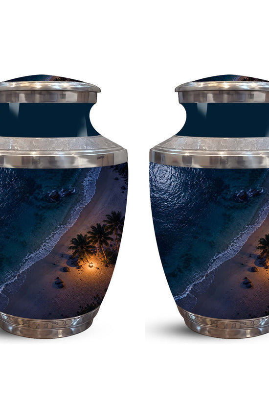 Night Beach & Ocean Memorial Urn – Peaceful Aluminum Cremation Urn