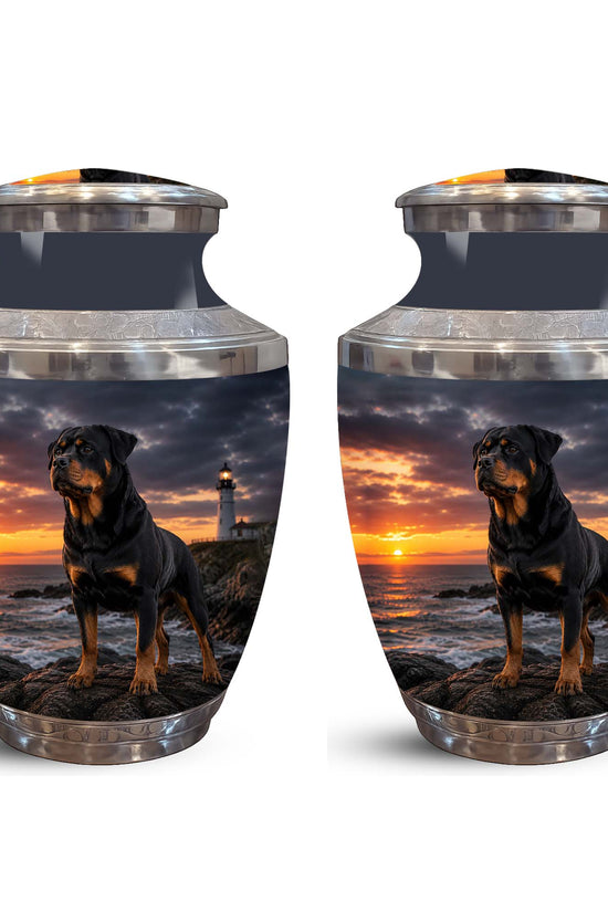 Personalized Rottweiler Dog Memorial Urn – Black Aluminum Urns For Pets