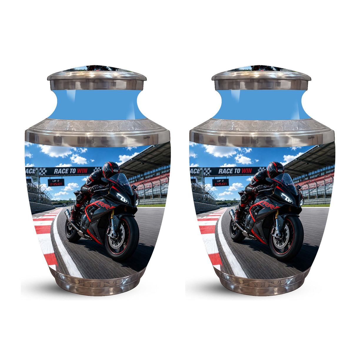Sports Bike On Race Track Urn - Premium Urns For Motor Bike Lover's Ashes