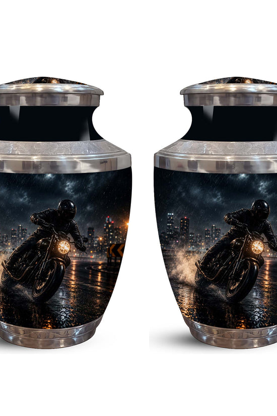 Personalized Biker Cremation Urn – Motorcycle Rider Memorial Tribute