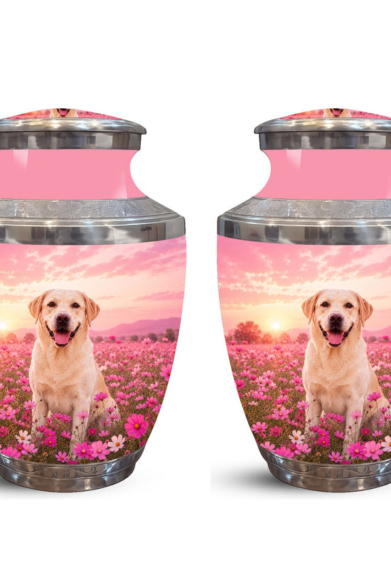 Personalized Golden Retriever Memorial Urn – Pink Keepsake Urns For Ashes